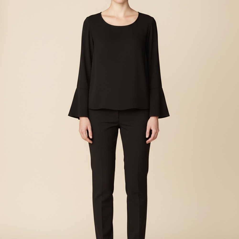 Charlotte Russo Black Relaxed Long Sleeve Blouse